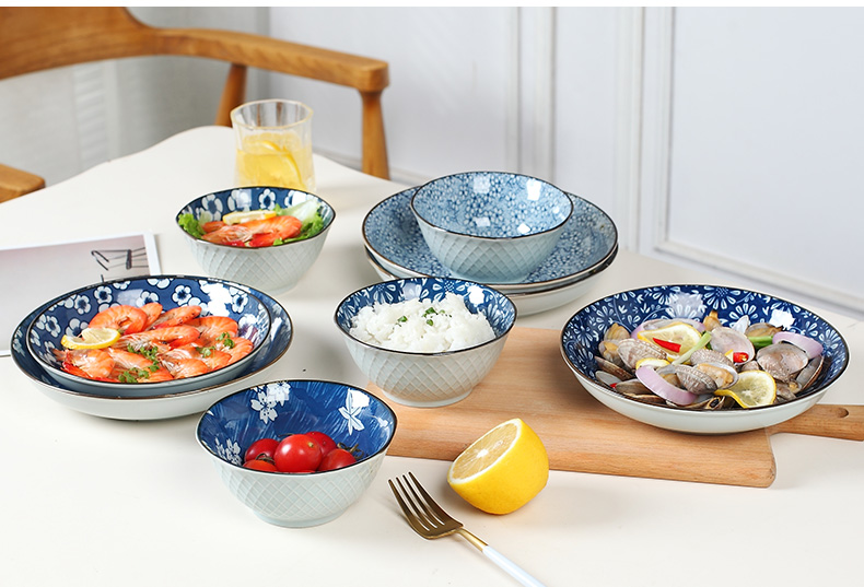 Jingdezhen Japanese ceramics tableware suit 7 inches deep dish dish dish creativity under the glaze color of circular plate
