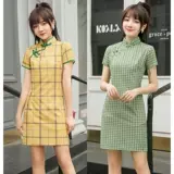 Весеннее летнее короткое элегантное ципао, коллекция 2021, китайский стиль