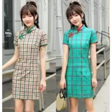 Весеннее летнее короткое элегантное ципао, коллекция 2021, китайский стиль