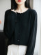 French-Style Lace-Trimmed Fine-Knit Cardigan for Women, Loose-Fitting Thin Sweater, 2026 New Model for Petite Figures