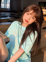 In the summer of 2021 the new Korean version of loose solid color white design ins tide brand long cotton T-shirt women