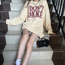 2021 autumn and winter new Korean version of long letter printing slim loose Joker long sleeve sweater jacket women