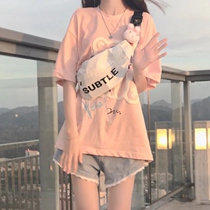 In the summer of 2021 the new small fresh Joker loose slim Japanese cute wind design ins cotton T-shirt women