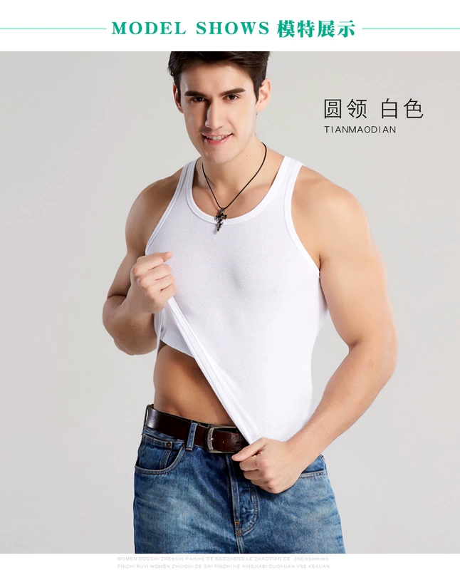 Áo vest nam mùa hè thủy triều cotton chạm đáy áo thun bó sát Slim V-cổ trái tim cổ áo vest thể thao cỡ lớn áo vest khoác nam