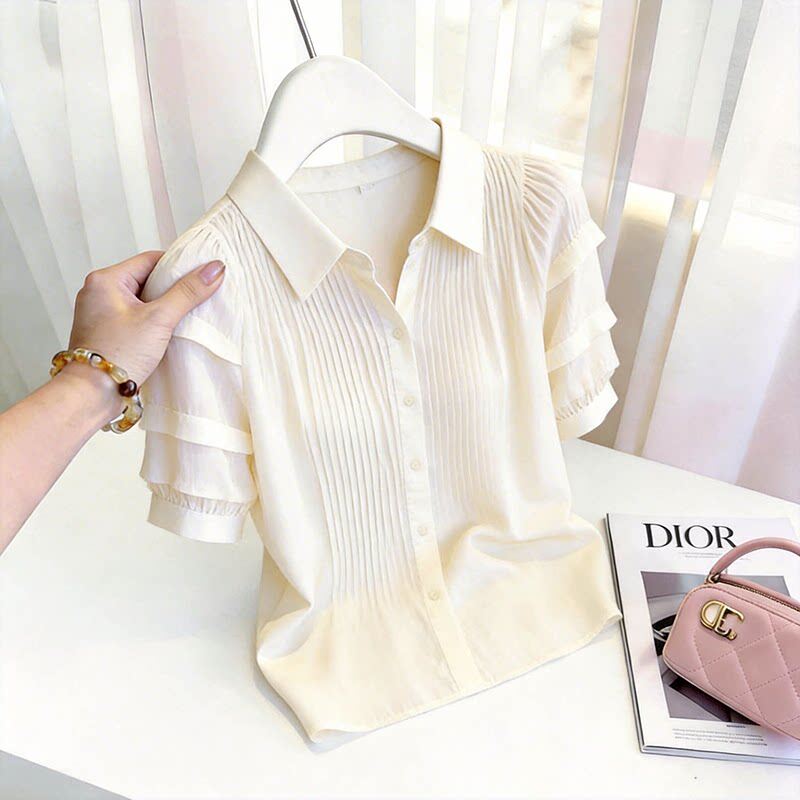 泡泡短袖衬衫宽松时尚大码上衣