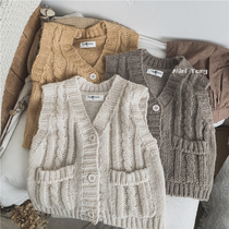 Human hands ~ literature and art Fan Ma Haimao knitted cardiokao neutral male and female baby V neck sweater Machian autumn clothing