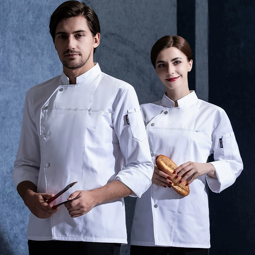 Рабочая одежда для шеф-повара, мужская осенне-зимняя одежда для общественного питания с длинными рукавами, одежда для отелей в западном стиле, одежда для выпечки в ресторане, рабочая одежда для пекарей