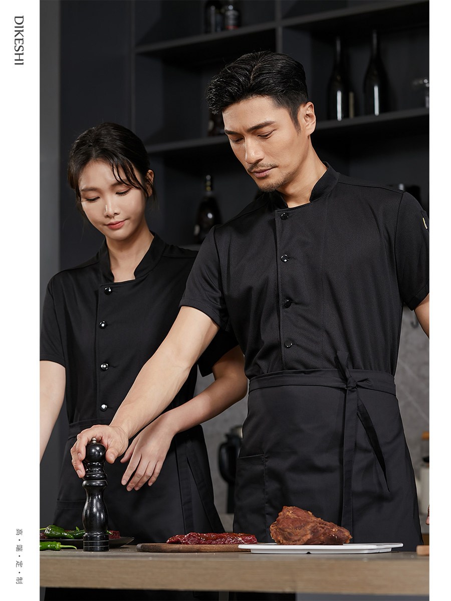 冰丝厨师工作服夏季短袖服装餐饮酒店烘焙师厨房薄款透气衣服定制