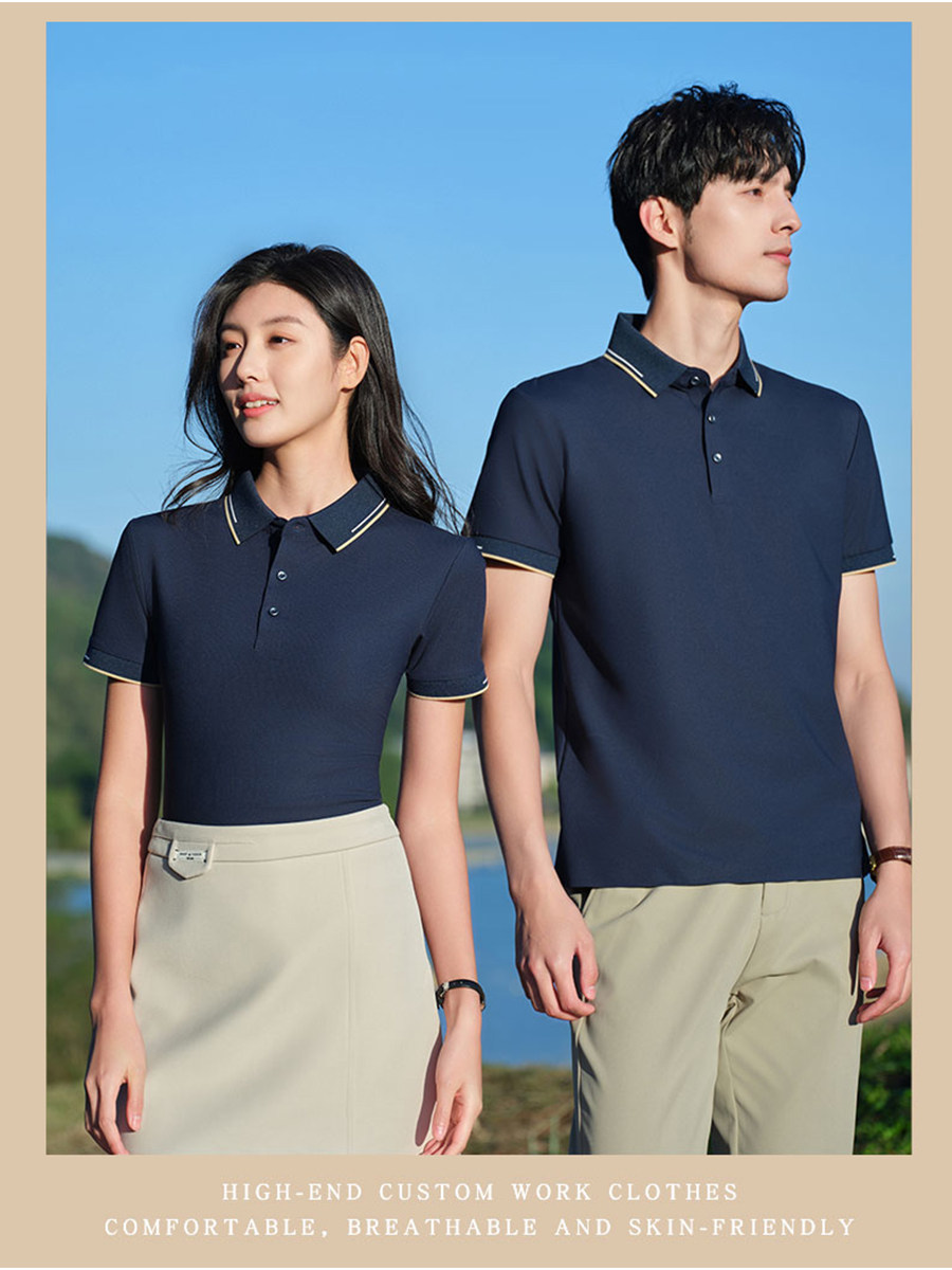 高端polo衫工作服定制重磅修身翻领t恤夏季行政工装女刺绣印logo