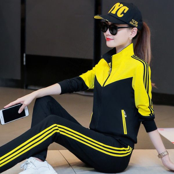 Square Dance Casual Sports Suit for Women, Spring and Autumn Sweatshirt, New Fashion Pure Cotton Sportswear, Cardigan Zipper Two-Piece Set