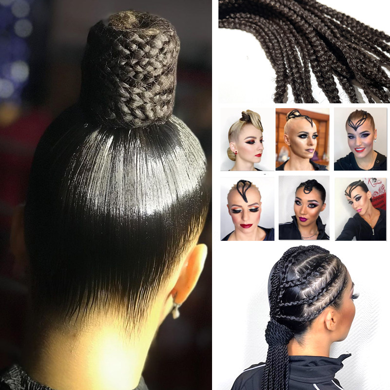 Latin dance headgear Hair Braids Increasing Hair Volume Children's National Standard Dance Modelling Black Pool Competition Women's Morden Dancer Hairdresden