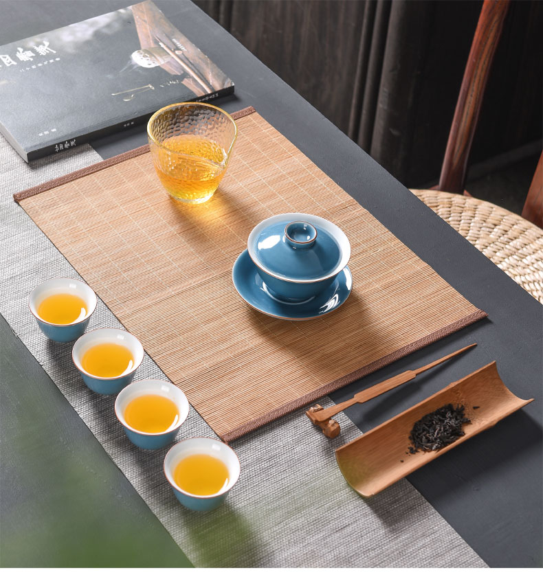 Tao lucky bamboo mat bamboo tea tea table flag tea bamboo mat accessories zen Japanese tea custom