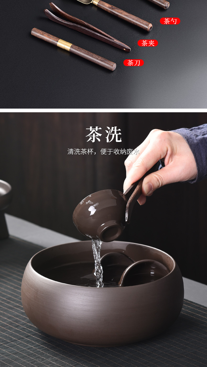 Tao blessing ancient violet arenaceous stone mill automatic tea set suit creative household violet arenaceous lazy tea kettle