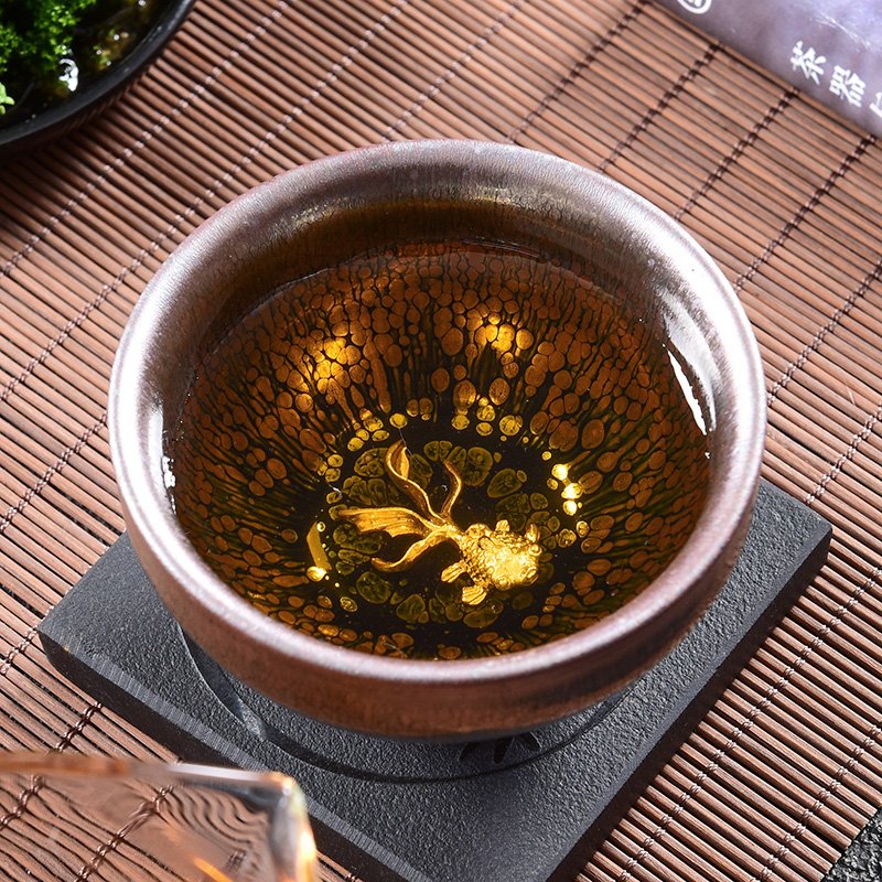 Tao blessing silver iron tire building lamp cup domestic oil droplets built red glaze, the master cup sample tea cup keller