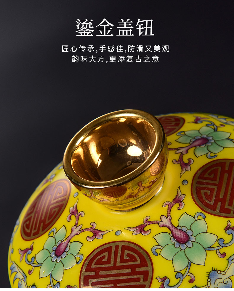 Tao blessing glass enamel made tureen large three tea bowl to bowl tea cup saucer kung fu tea set