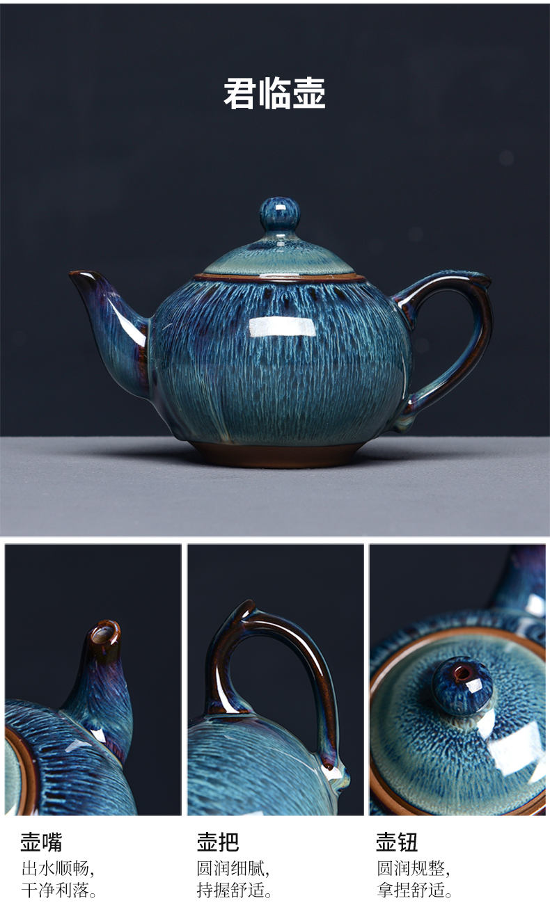 Tao blessing up built red glaze, the tea set household TuHao drawing of a complete set of built - in light tea pot set