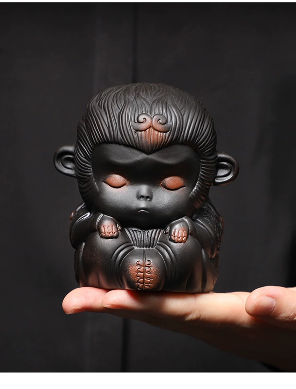 Tao Fuqi ánh sáng sang trọng trà thú cưng đồ trang trí có thể được nâng lên đất sét màu tím bàn trà chơi Kung Fu bộ trà phụ kiện đồ gốm màu tím
