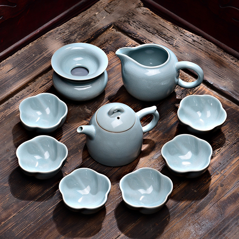 Tao blessing the azure suits for your up tea sets of household of a complete set of your porcelain piece of kung fu tea teapot teacup combination