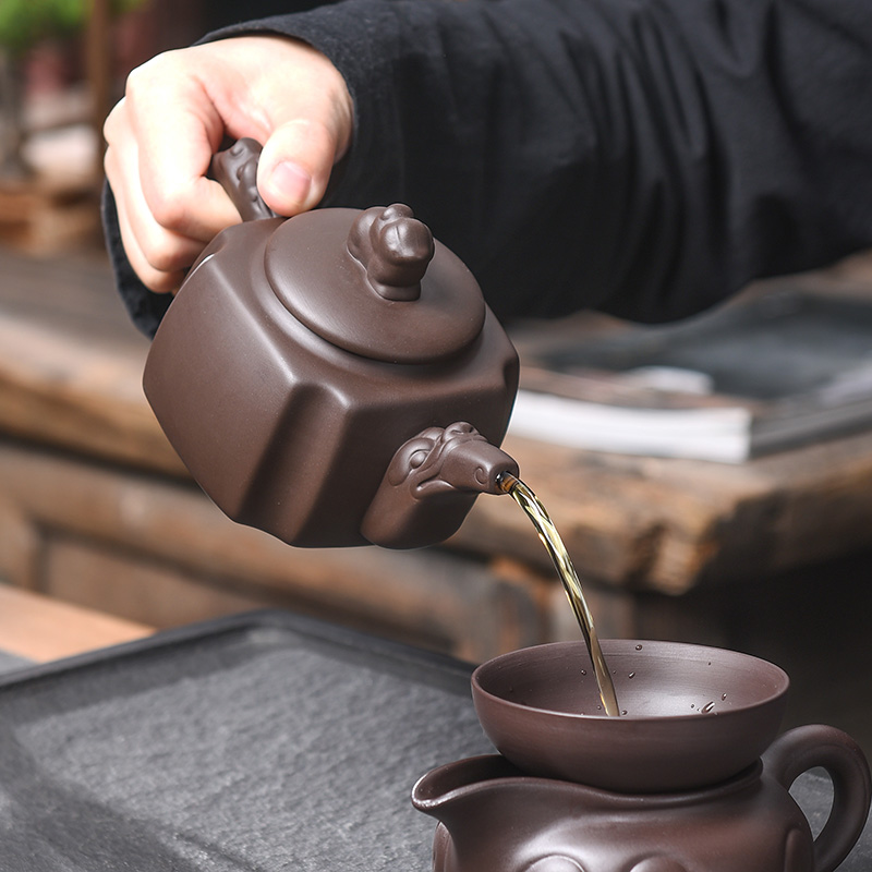 Tao blessing ancient violet arenaceous kung fu tea set suit household zisha teapot teacup tea tea set suit group