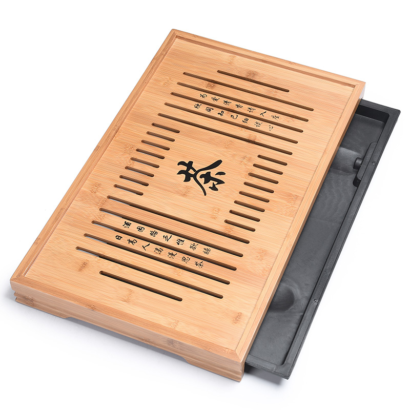 Tao good solid wood tea set tea tray tea set household kung fu tea sea water drainage with double tea bamboo tea tray