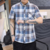 Nam ngắn tay kẻ sọc áo mùa hè thanh thiếu niên Anh giản dị Hàn Quốc phiên bản xu hướng túi trẻ áo trim. 