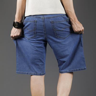 Denim quần short tenaper mỡ đàn hồi cộng với mã siêu lỏng lẻo của nam giới 5 điểm trung niên người đàn ông người đàn ông người đàn ông béo quần lớn.