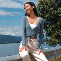  La Nikar running training sports top short V-neck beauty back long-sleeved T-shirt slim yoga fitness clothes women