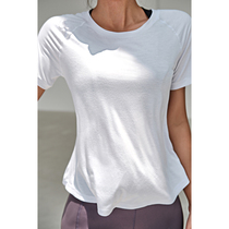 La Nikar sports coat womens short sleeve loose running training tennis fitness T-shirt summer white yoga suit