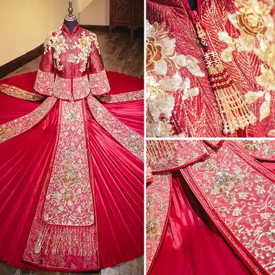 Xiuhe dress female bride 2020 new spring and summer Chinese wedding dress wedding toast dress ancient costume wedding dress show kimono