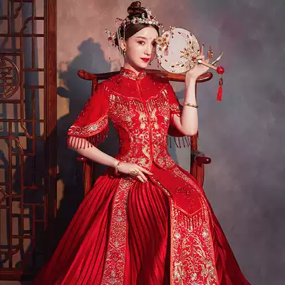 Xiuhe clothing Chinese wedding dress wedding Dragon Phoenix hanging toast clothing 2020 new phoenix crown Xia Chinese style Xiuhe