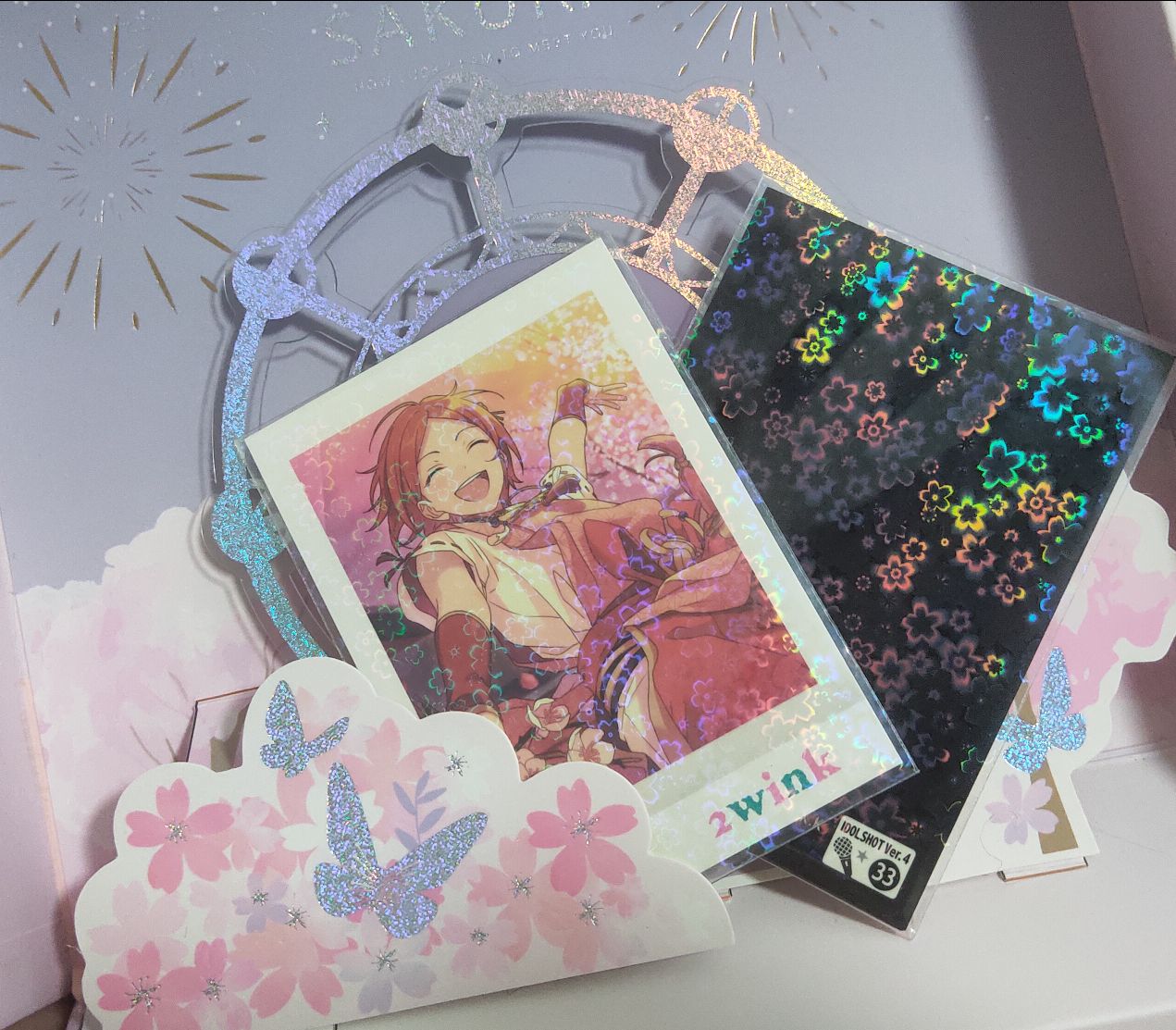Laser self-adhesive bag cherry blossom gradient laser sealing bag Polaroid multi-size millet paper storage