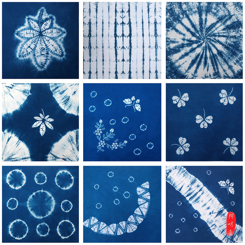 Original design plant blue dyed tablecloth table cloth table cloth sitting room tea table table Zen tea Yunnan handmade DIY tie-dye