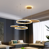 Round chandelier Light luxury living room lamp Modern simple atmosphere Villa duplex floor chandelier Nordic restaurant lamp