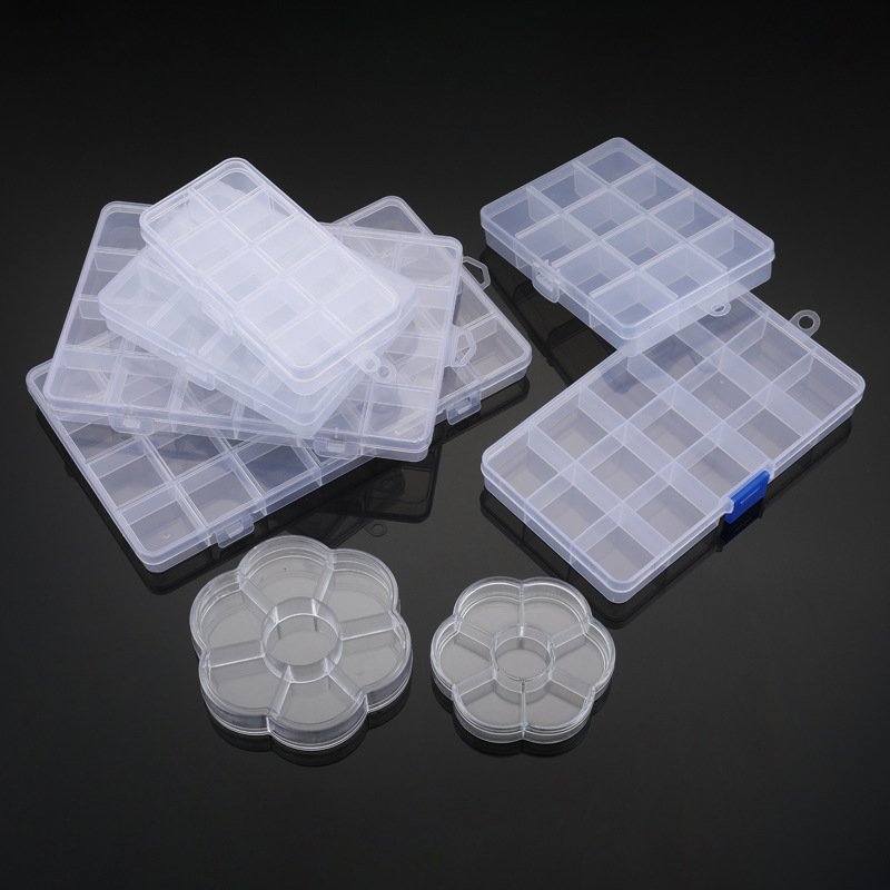 Compartmented Plastic Storage Box 8 Compartments 12 Compartments 24 Compartments Transparent Hardware Buttons Fishing Gear Accessories Packaging Jewelry Box X17