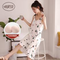 Suspant nydress female summer sexy cotton with chest pad summer spring and autumn sleeveless vest skirt pajamas