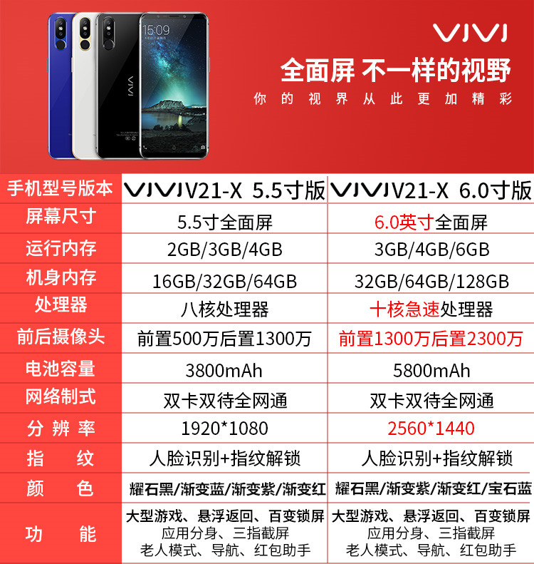 vjvj V21-X Full màn hình Andrews chính hãng lớn màn hình siêu mỏng vân tay toàn bộ trò chơi Netcom Telecom giá điện thoại di động của sinh viên - Điện thoại di động điện thoại iphone 6 plus