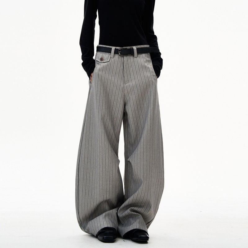 2026 American Old Money Style Striped Trousers for Men and Women, Drapey Loose Pants, Scimitar Casual Suit Pants for Couples