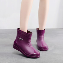 Fashion rain boots womens short tube rain shoes womens waterproof outside wear non-slip water shoes low-top kitchen waterproof work plastic shoes