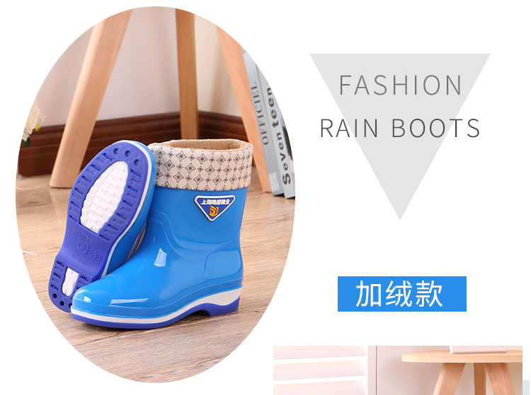 Áo mưa che mưa nữ ống mưa ủng ngắn ống ủng chống trượt giày cao su ấm áp đặt giày bông không thấm nước giày nữ giày đi mưa crocs
