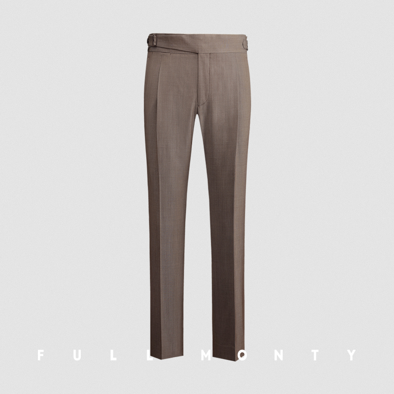 Full Monty kaki COLOR twill FINE dệt len ​​QUẦN MENS KINH DOANH CAO eo SWORD ĐẦU quần lao động.