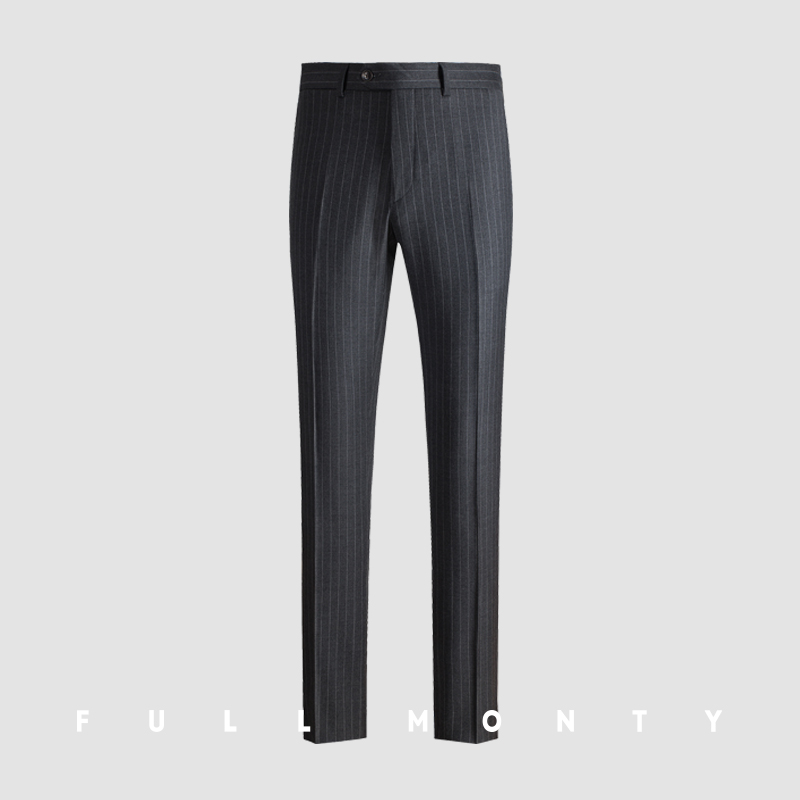 Full Monty xám bút chì-in len kinh doanh quần nam mặc quần flannel phù hợp.