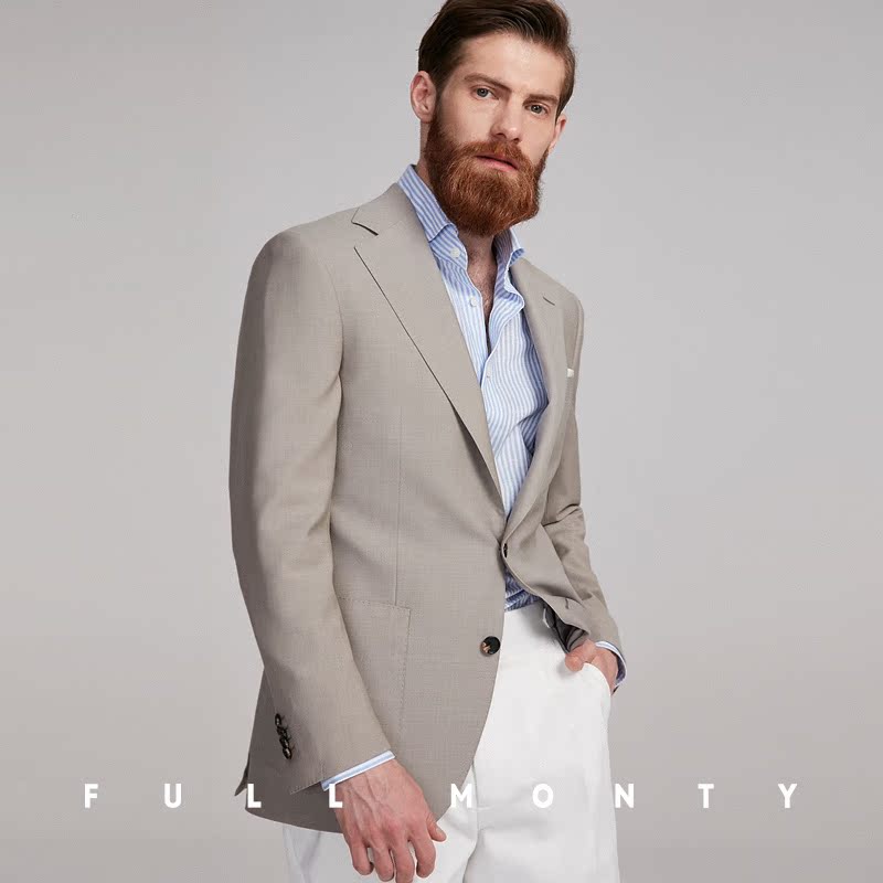 Full Monty Spring / Summer nam Beige Flat Độc Tây Flat xà lan Business Casual len tinh khiết Suit Lên trên