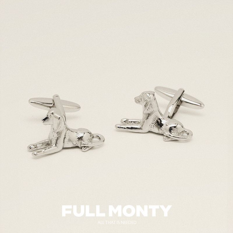 Full Monty Classic French Sleeve Men Business Shirt Puppy Metal Cuff Nail Shirt White Steel