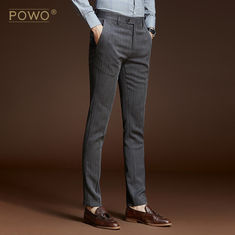 POWO quần nam ăn mặc Hàn Quốc phiên bản của ăn mặc quần Suit Professional ăn mặc Grey Kinh doanh ăn mặc trẻ nam để làm việc mùa hè.