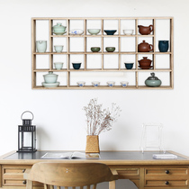  Solid wood Jianzhu storage rack Purple sand pot storage teacup rack Duobao Pavilion wall-mounted rack Tea set display rack