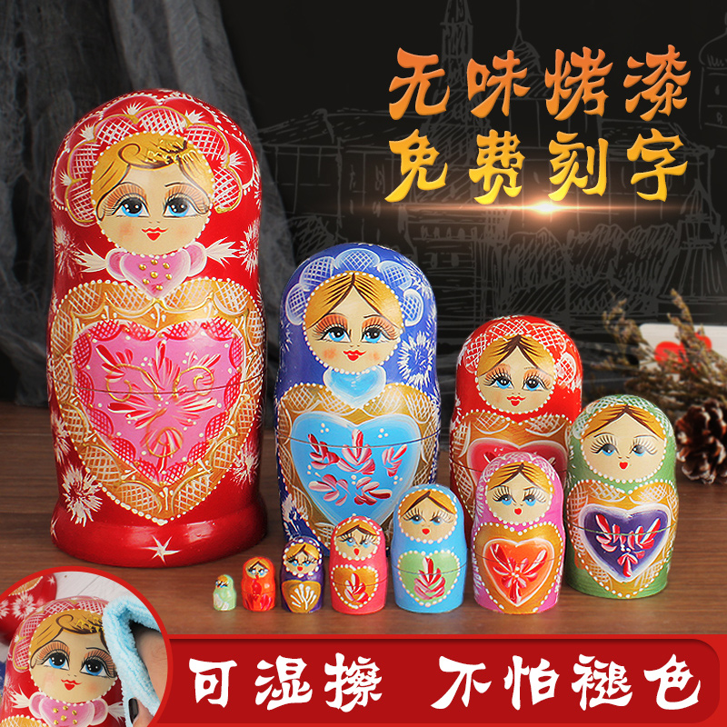 Arclus hand-painted business gift birthday gift basswood brand Russian matryoshka doll 10th floor 1051