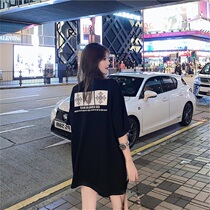 Black Tennis Red T-Shirt Woman Short Sleeves Ins Ultra Fire Summer Dress Loose Korean version for long half sleeves Missing Compassionate Tide