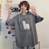 Grey short sleeve t-shirt female summer wave 2021 New online red blouses ins overfire Euros loot for long and compassionate