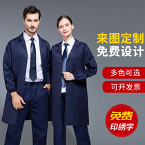 Blue coat overalls men and womens laboratory gown long carmaker clothes wear-resistant long coats