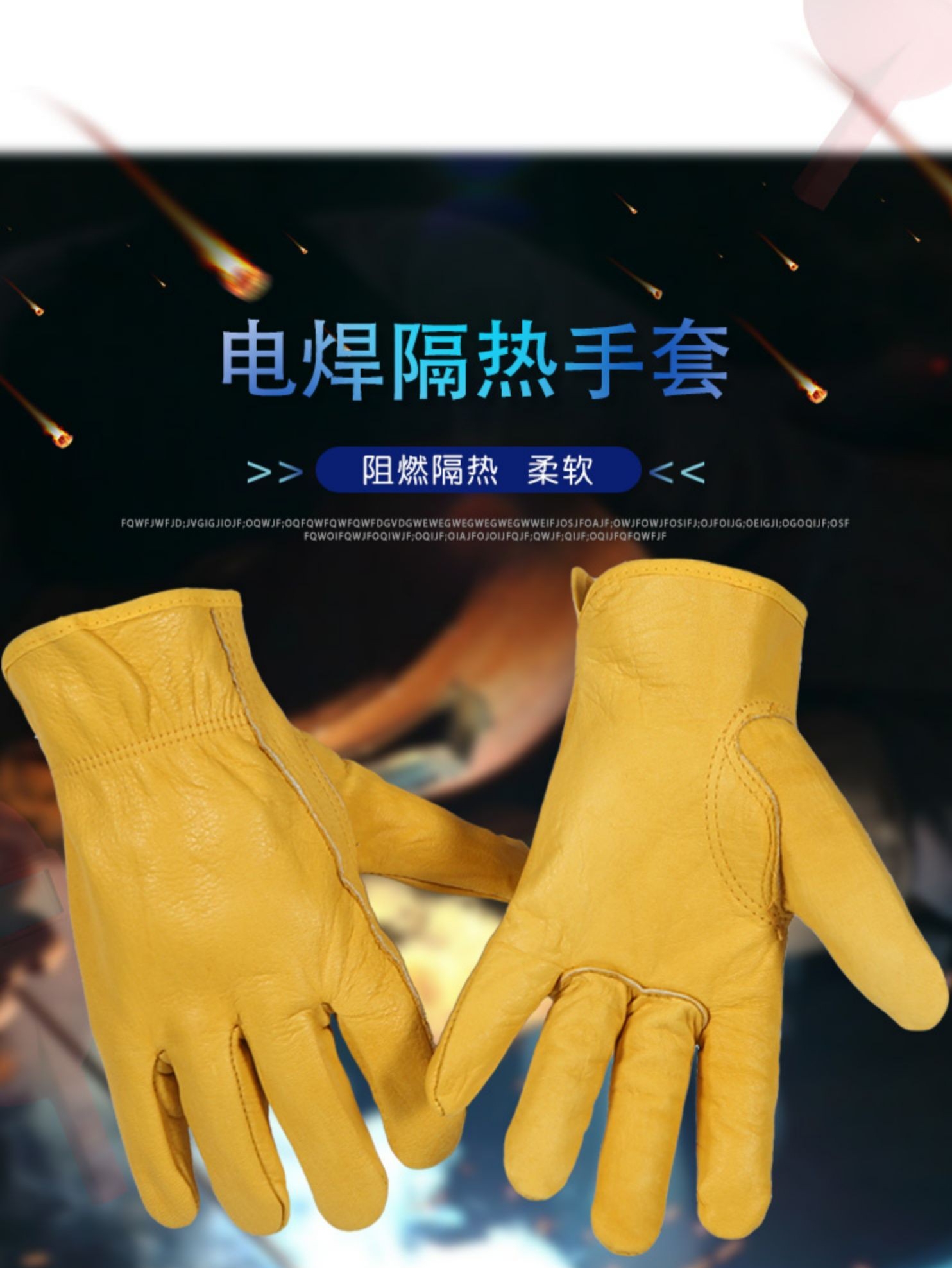 Lớp đầu tiên da bò găng tay hàn da bò màu xanh lá cây ngắn mềm chống vảy cách nhiệt nhiệt độ cao thợ hàn găng tay bảo vệ hàn bao tay da thợ hàn găng tay da dài 